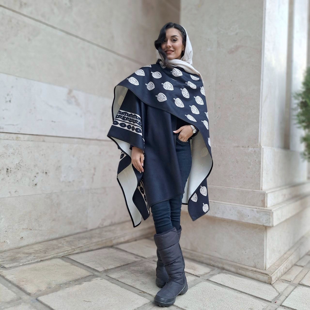 پانچو سرمه ای تیره