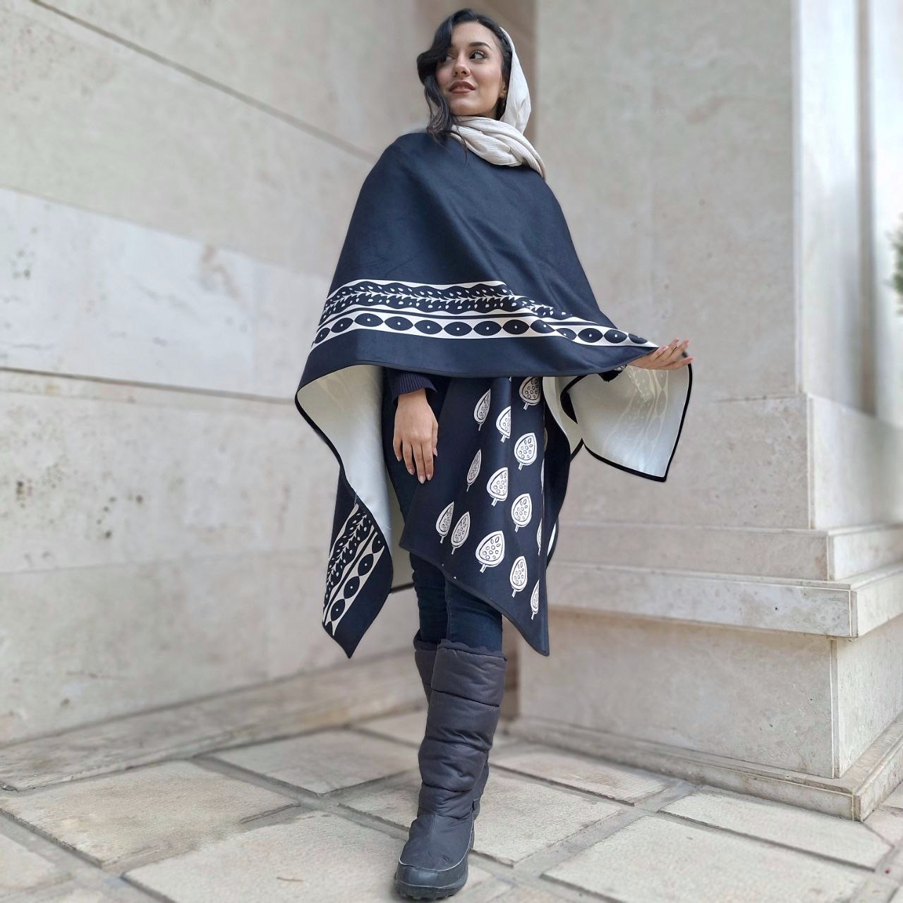 پانچو سرمه ای تیره
