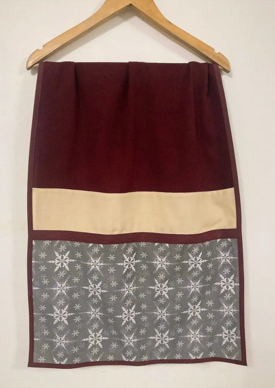 شال نخی کرم زرشکی