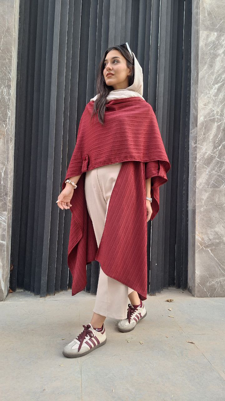 پانچو زنانه زرشکی