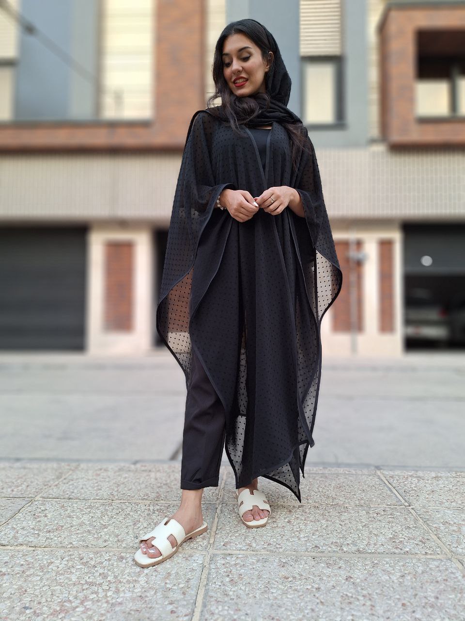 پانچو حریر خالخالی
