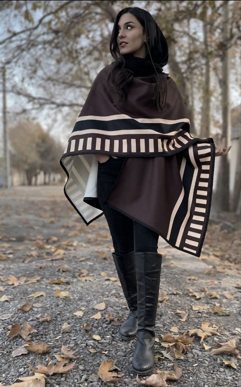 پانچو فوتر پاییزه زمستونه مشکی قهوه ای