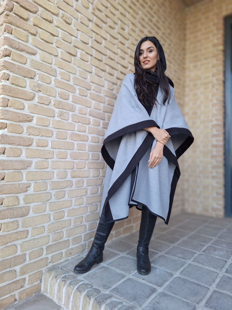 پانچو فوتر طوسی با حاشیه مشکی